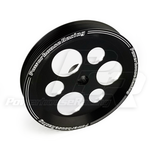 March Performance 6-Rib Power Steering Pulley - Clear Powder Coated Billet Aluminum (6-3/8" OD)